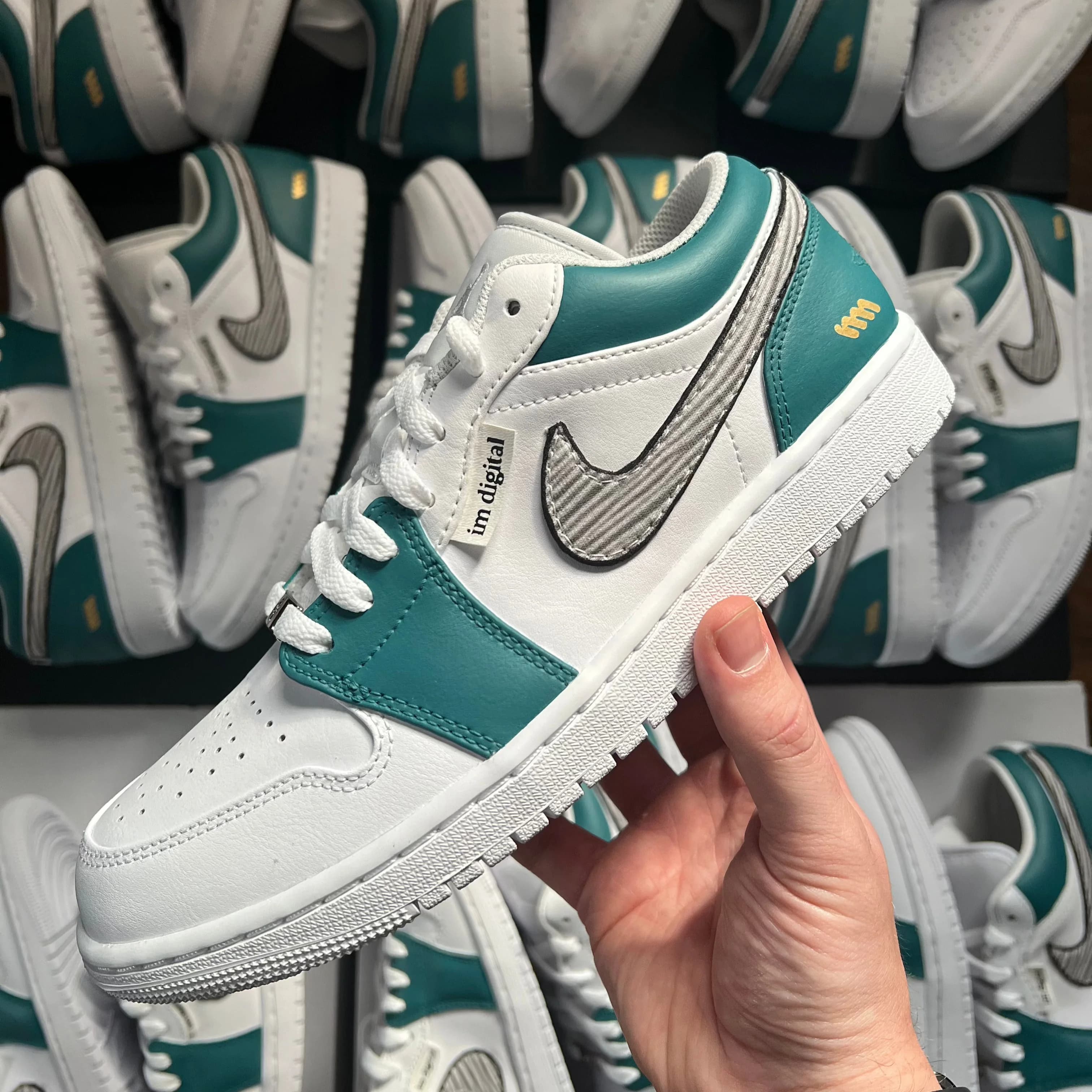 2024 IM Digital Jordan 1 Low — teal leather with cream sole